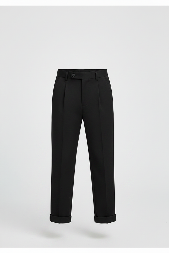 Pantalon À Pince Noir Plissé Élégant Enfant Scolaire - Gabardine - vue 3