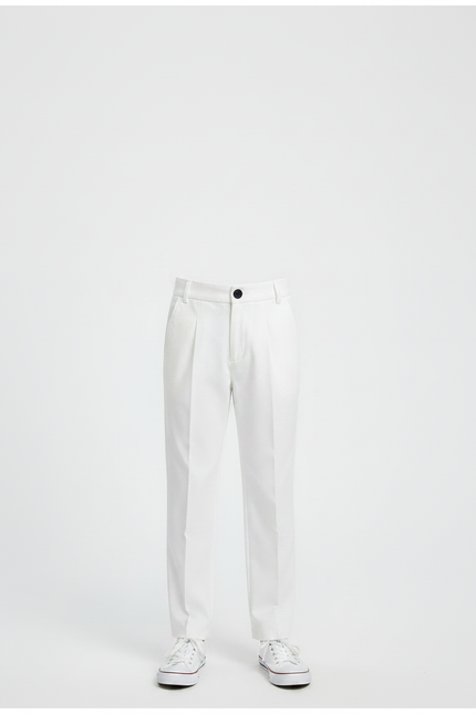 Pantalon À Pince Blanc Droit Garçon Formel - Gabardine - vue 3