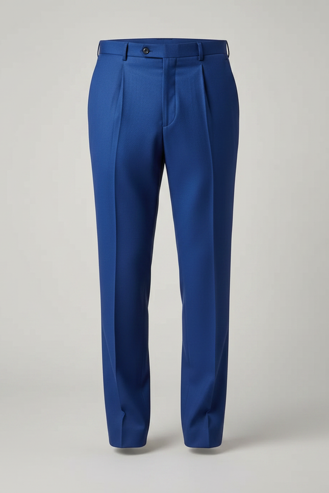 Pantalon À Pince Bleu Vif Droit Plissé Homme Élégant - Gabardine - vue 3