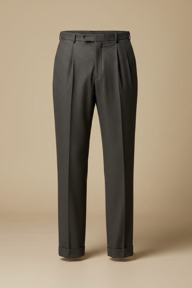 Pantalon À Pince Gris Anthracite Classique Plissé Homme - Laine - vue 3