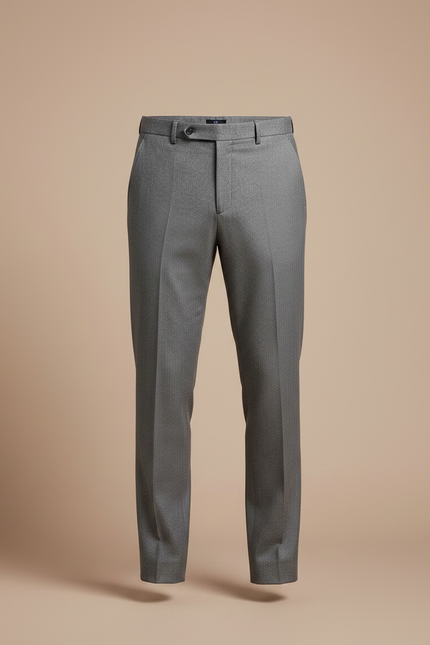 Pantalon À Pince Gris Clair Laine Slim Élégant Homme - vue 3