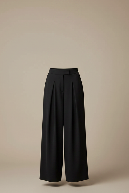 Pantalon À Pince Noir Ample Plissé Fluide Femme - Polyester - vue 3