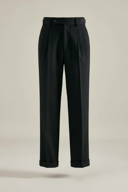Pantalon À Pince Noir Plissé Élégant Classique Garçon - Gabardine - vue 3