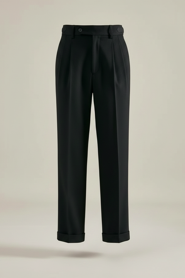 Pantalon À Pince Noir Plissé Élégant Classique Garçon - Gabardine - vue 3