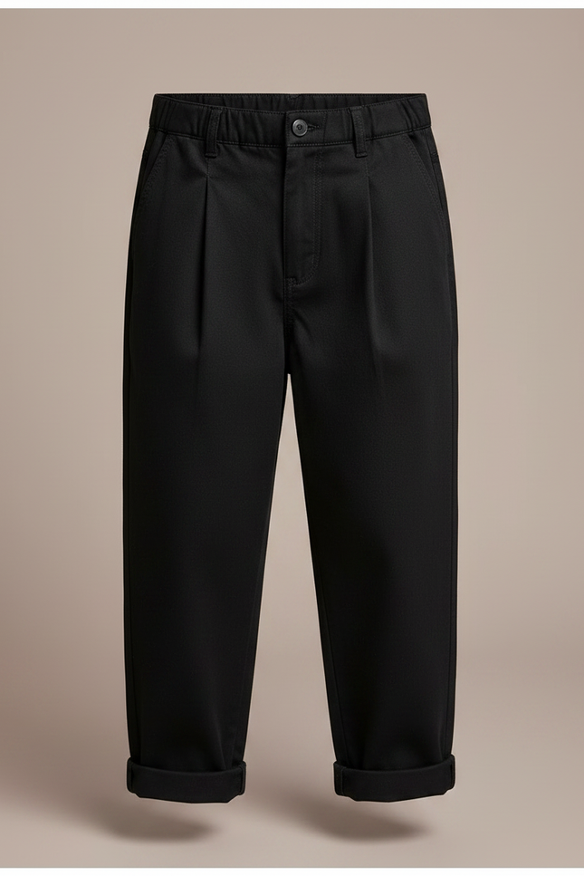 Pantalon À Pince Noir Plissé Ample Enfant Coton - vue 3