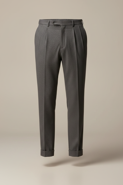 Pantalon À Pince Gris Plissé Fuselé Homme Élégant - Gabardine - vue 3