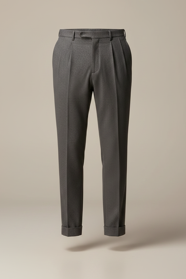 Pantalon À Pince Gris Plissé Fuselé Homme Élégant - Gabardine - vue 3