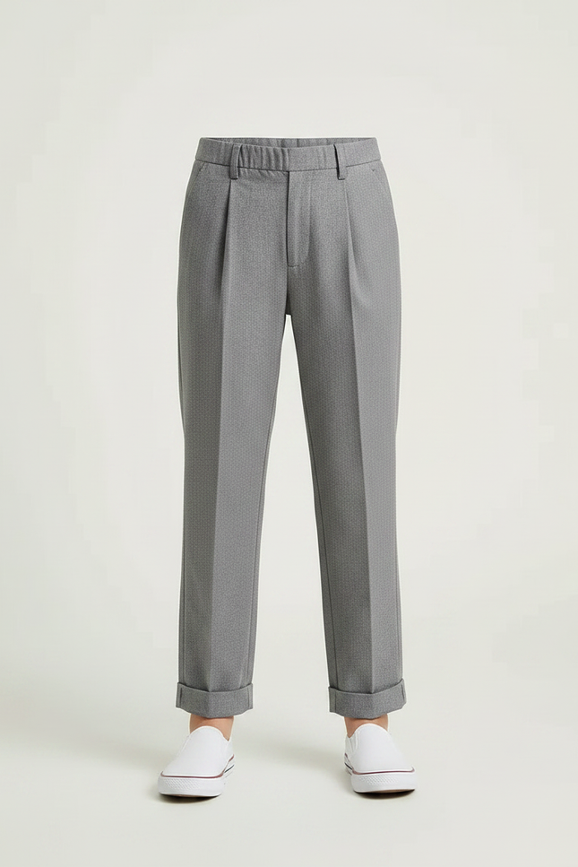 Pantalon À Pince Gris Plissé Chevrons Enfant - Gabardine - vue 3