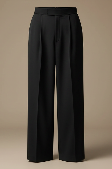 Pantalon À Pince Noir Ample Plissé Homme Élégant - Viscose - vue 3