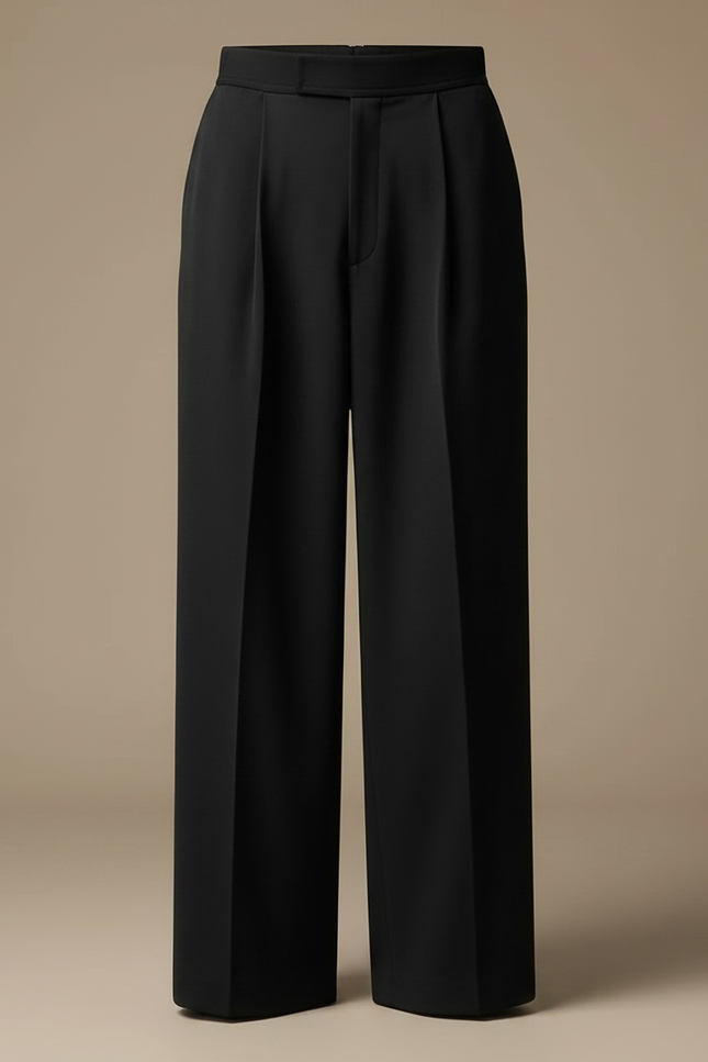 Pantalon À Pince Noir Ample Plissé Homme Élégant - Viscose - vue 3