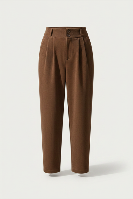 Pantalon À Pince Marron Velours Côtelé Ample Élégant Femme - Cordé - vue 3