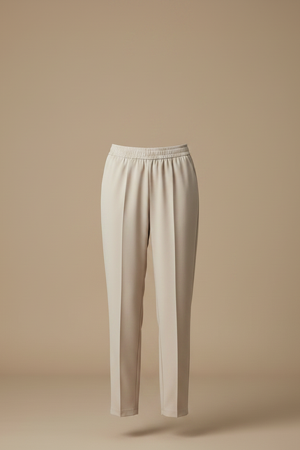 Pantalon À Pince Beige Élastique Fluide Droit Femme - Polyester - vue 3