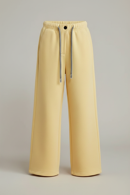 Pantalon À Pince Jaune Ample Décontracté Cordon - Molleton - vue 3