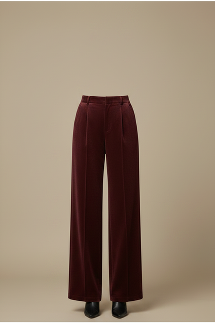 Pantalon À Pince Bordeaux Velours Ample Décontracté Chaud - Cordé - vue 3