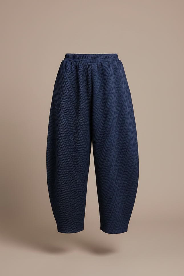 Pantalon À Pince Bleu Marine Plissé Ample Enfant - Polyester - vue 3