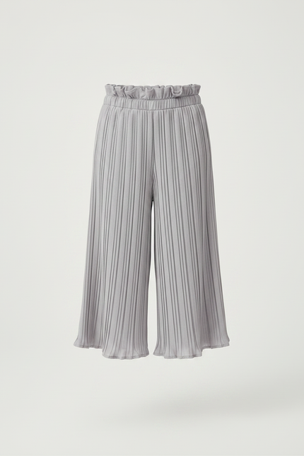 Pantalon À Pince Plissé Fluide Ample Gris Fille - Polyester - vue 3