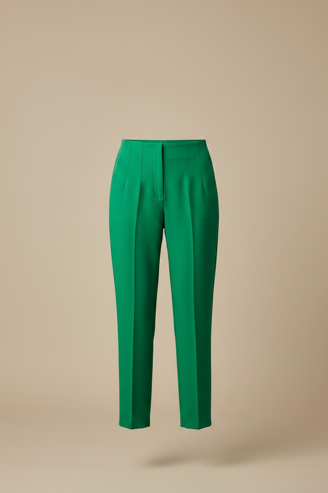 Pantalon À Pince Vert Émeraude Élégant Taille Haute Femme - Gabardine - vue 3