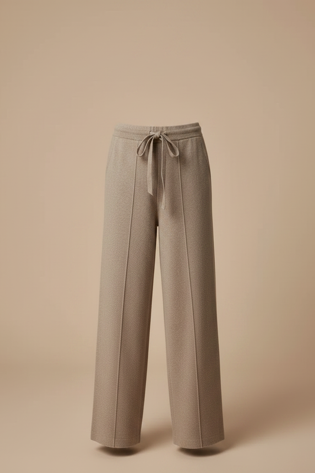 Pantalon À Pince Laine Tricoté Ample Beige Enfant - vue 3