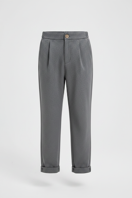 Pantalon À Pince Gris Plissé Décontracté Garçon - Polyester - vue 3