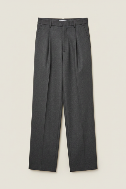 Pantalon À Pince Gris Foncé Plissé Ample Élégant Homme - Gabardine - vue 3