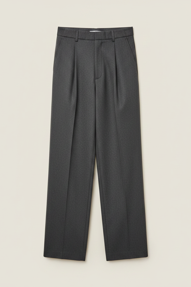 Pantalon À Pince Gris Foncé Plissé Ample Élégant Homme - Gabardine - vue 3