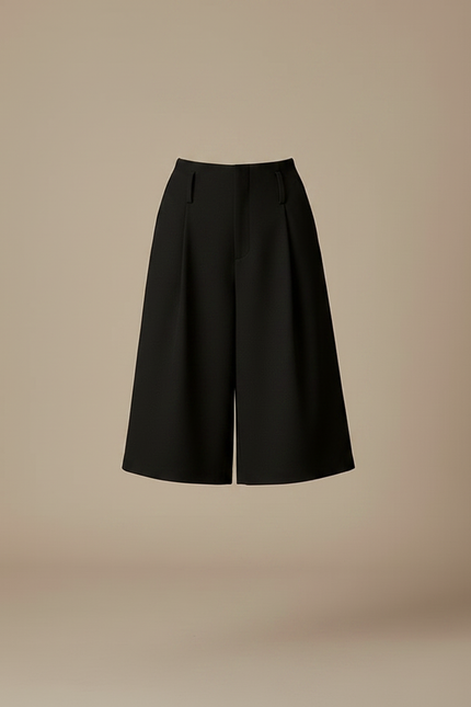 Pantalon À Pince Noir Ample Plissé Élégant Femme - Gabardine - vue 3