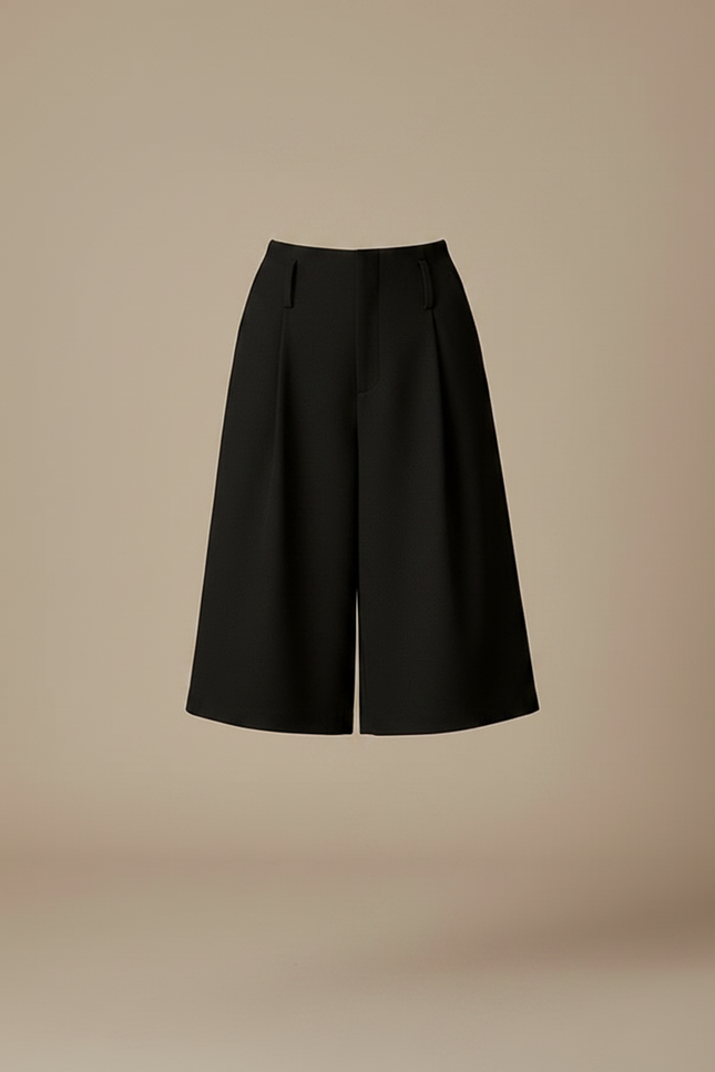 Pantalon À Pince Noir Ample Plissé Élégant Femme - Gabardine - vue 3