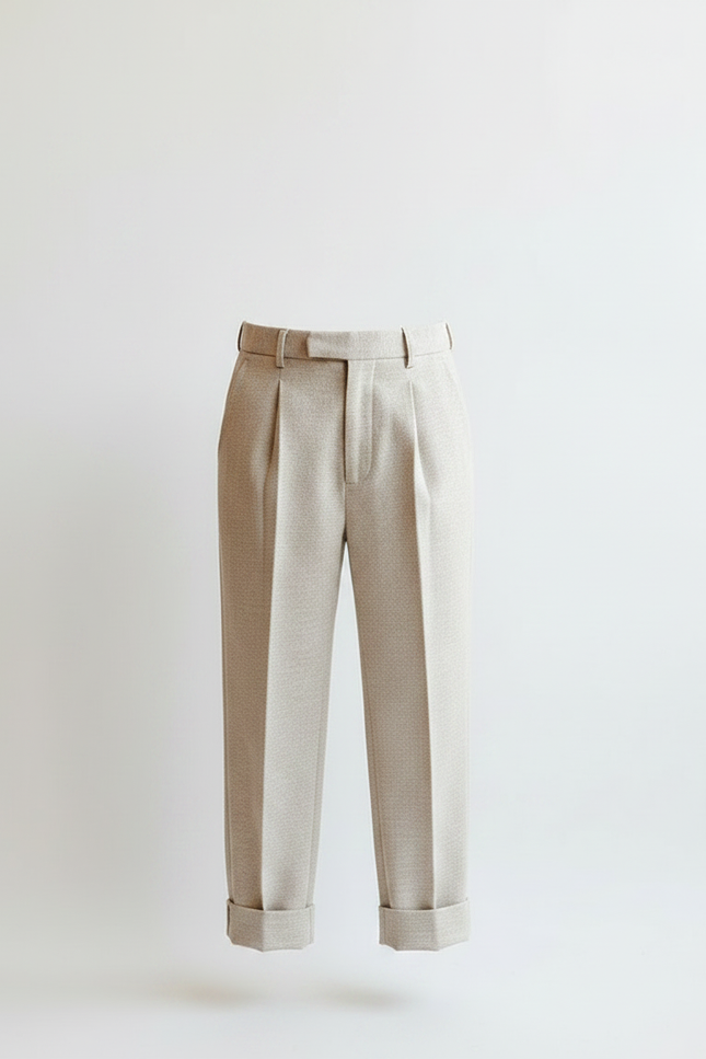 Pantalon À Pince Beige Plissé Garçon Élégant - Laine - vue 3