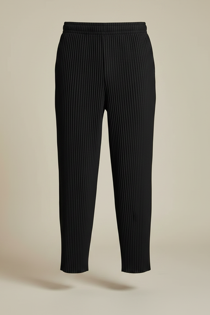 Pantalon À Pince Noir Plissé Fluide Décontracté Homme - Polyester - vue 3