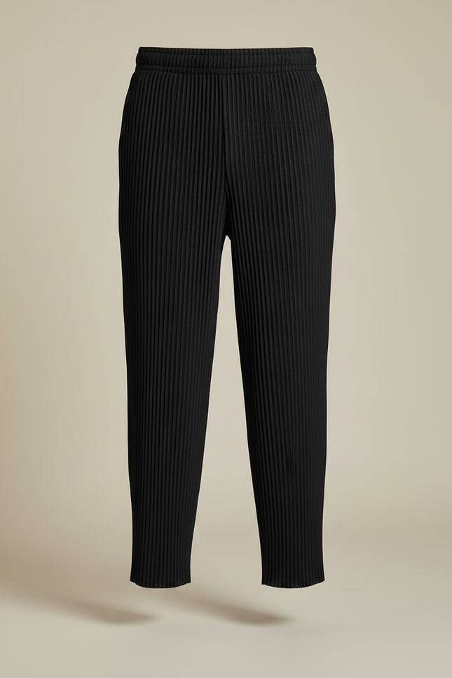 Pantalon À Pince Noir Plissé Fluide Décontracté Homme - Polyester - vue 3
