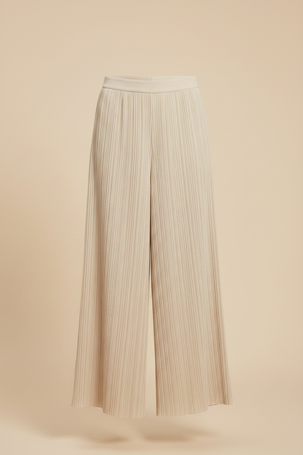 Pantalon À Pince Plissé Ample Beige Fluide Chic - Polyester - vue 3