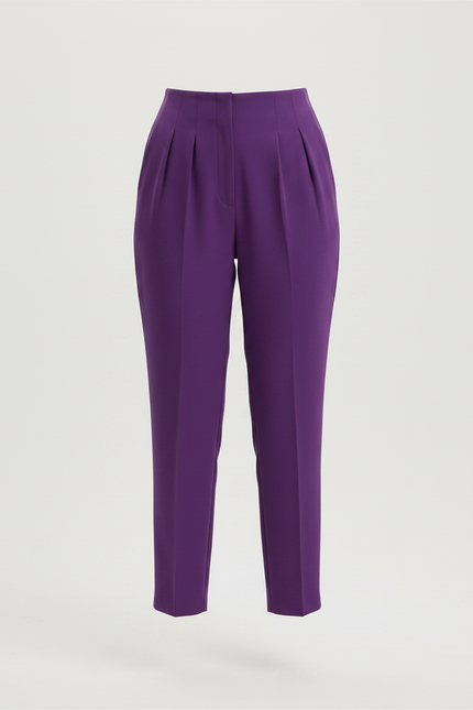 Pantalon Chino À Pince Femme - Violet Gabardine - vue 3