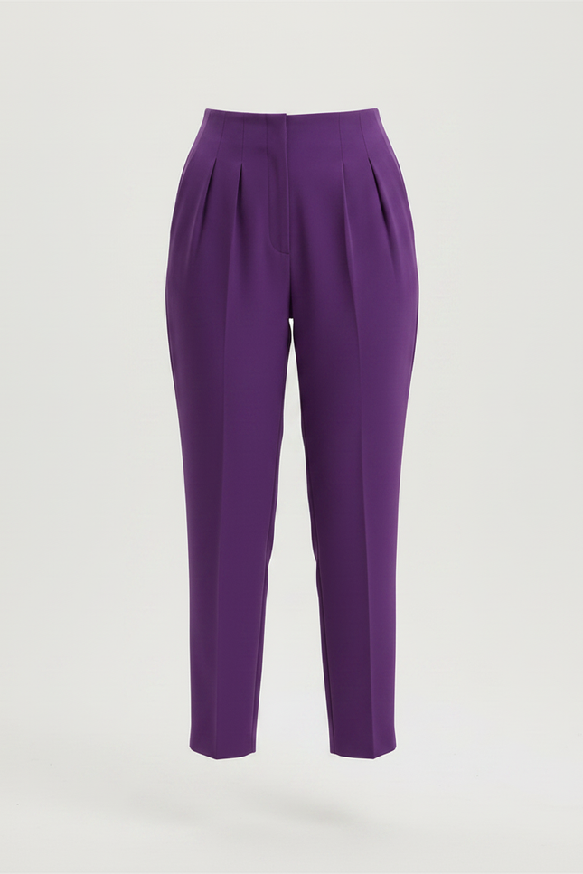 Pantalon Chino À Pince Femme - Violet Gabardine - vue 3