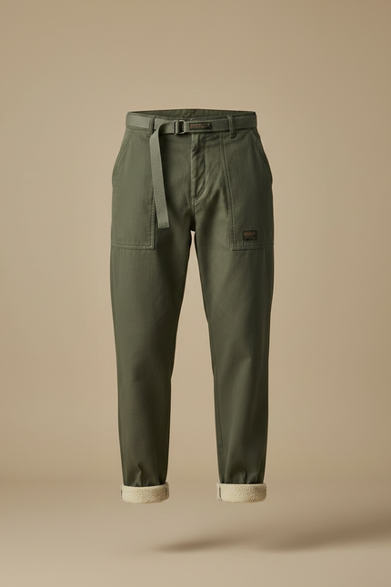 Pantalon À Pince Kaki Velours Décontracté Ample Homme - Toile - vue 3