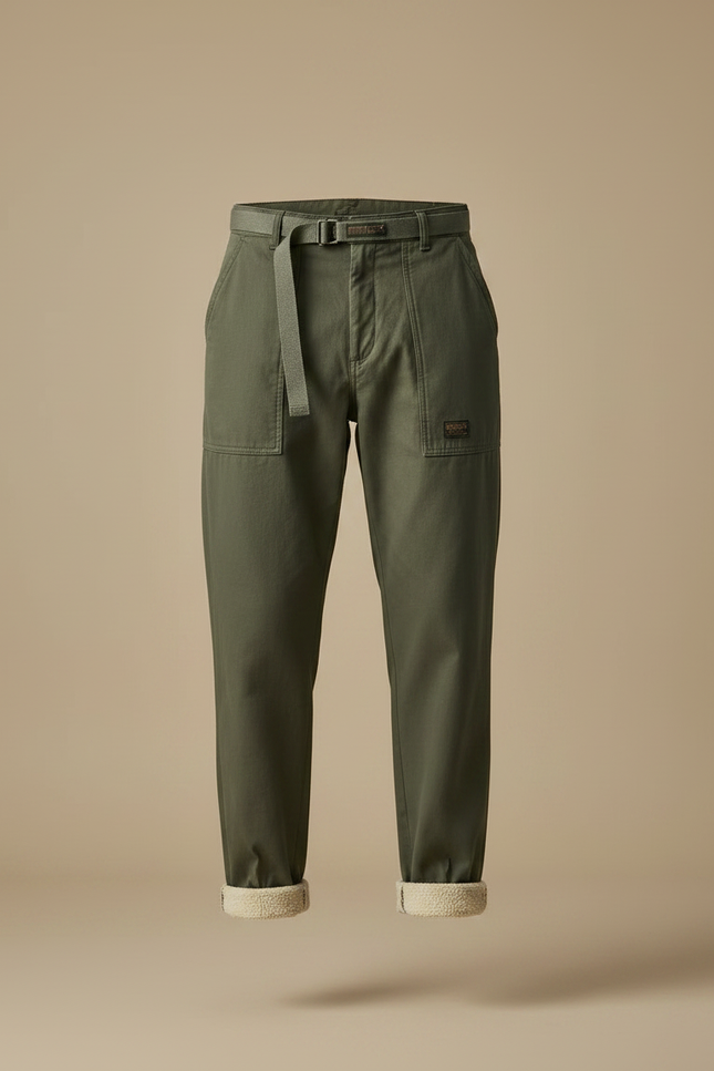 Pantalon À Pince Kaki Velours Décontracté Ample Homme - Toile - vue 3