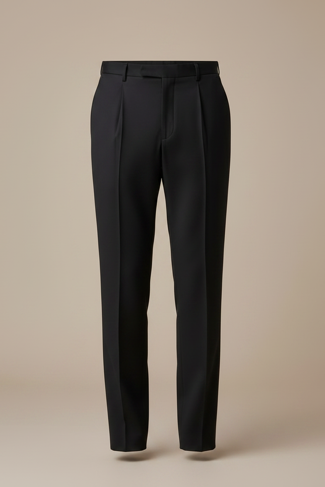 Pantalon À Pince Noir Droit Élégant Classique Homme - Gabardine - vue 3