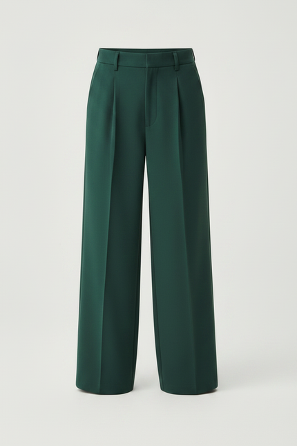 Pantalon À Pince Vert Foncé Ample Plissé Garçon Élégant - Gabardine - vue 3