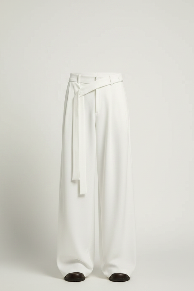 Pantalon À Pince Blanc Homme - Gabardine - vue 3