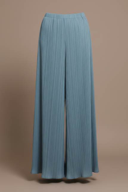 Pantalon À Pince Plissé Fluide Ample Bleu - Polyester - vue 3