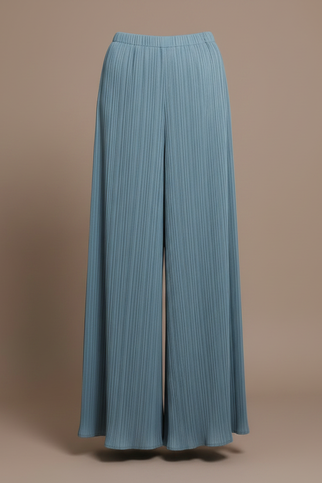Pantalon À Pince Plissé Fluide Ample Bleu - Polyester - vue 3