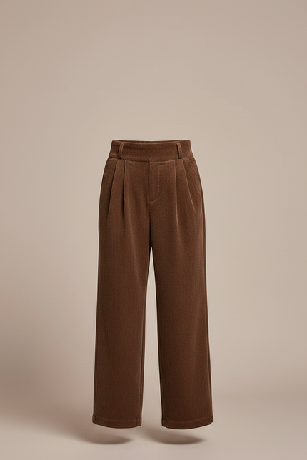 Pantalon À Pince Marron Velours Ample Décontracté Chaud - Cordé - vue 3