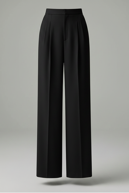 Pantalon À Pince Noir Ample Fluide Élégant - Polyester - vue 3