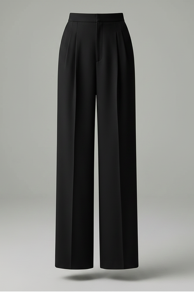 Pantalon À Pince Noir Ample Fluide Élégant - Polyester - vue 3