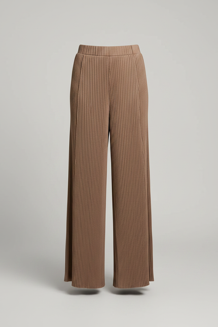 Pantalon À Pince Plissé Marron Ample Fluide Décontracté - Maille - vue 3
