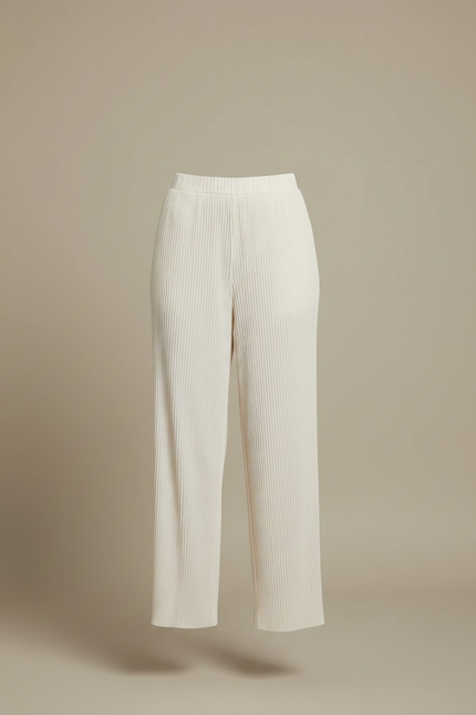 Pantalon À Pince Plissé Ample Beige Fluide Femme - Polyester - vue 3