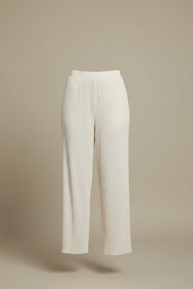 Pantalon À Pince Plissé Ample Beige Fluide Femme - Polyester - vue 3