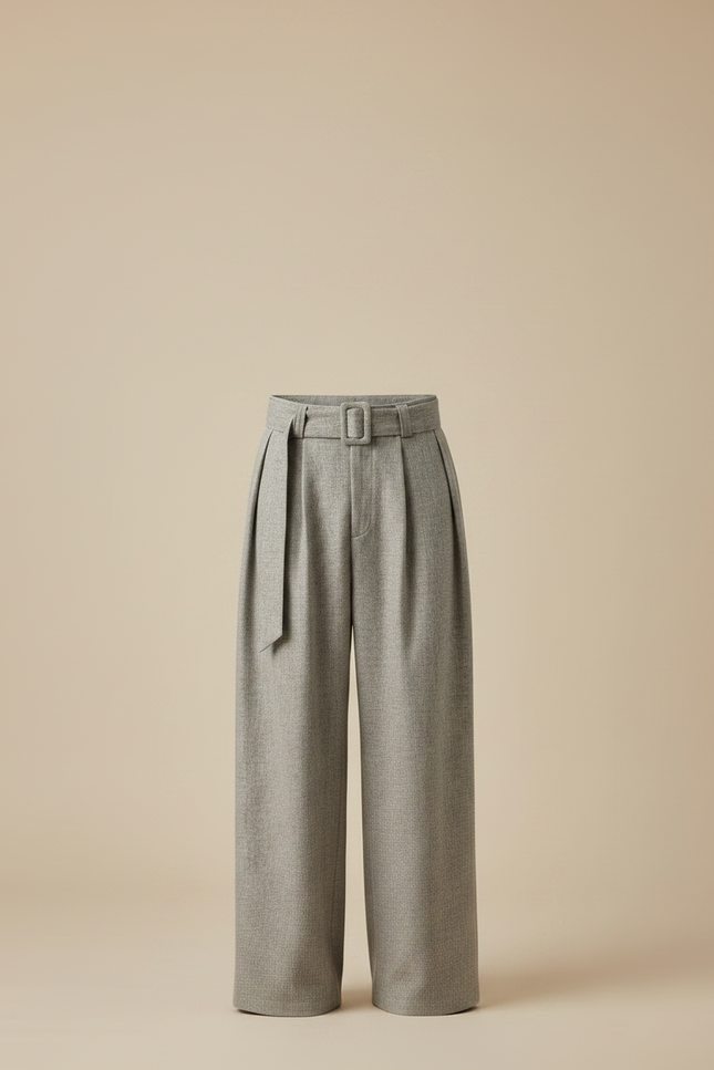 Pantalon À Pince Ample - Gris Tweed - vue 3