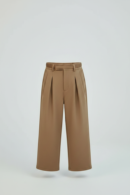 Pantalon À Pince Marron Plissé Ample Enfant Chic - Gabardine - vue 3