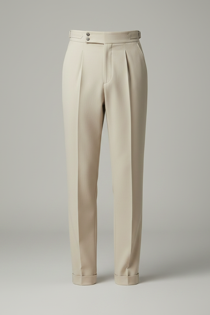 Pantalon À Pince Beige Plissé Taille Haute Élégant - Gabardine - vue 3