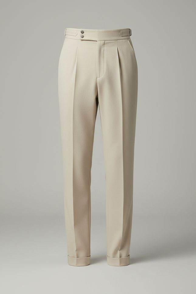 Pantalon À Pince Beige Plissé Taille Haute Élégant - Gabardine - vue 3